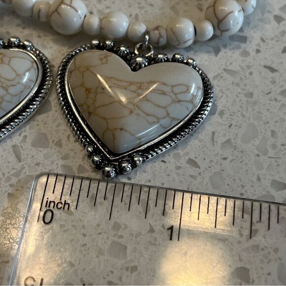 Boho Heart Beaded Necklace & Matching Heart Shaped Earrings, Fashion Jewelry Set - Picture 11 of 13